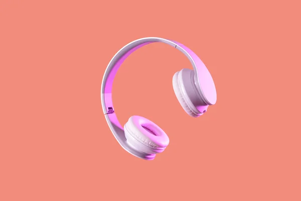 Headphones modernos em fundo de cor — Fotografia de Stock