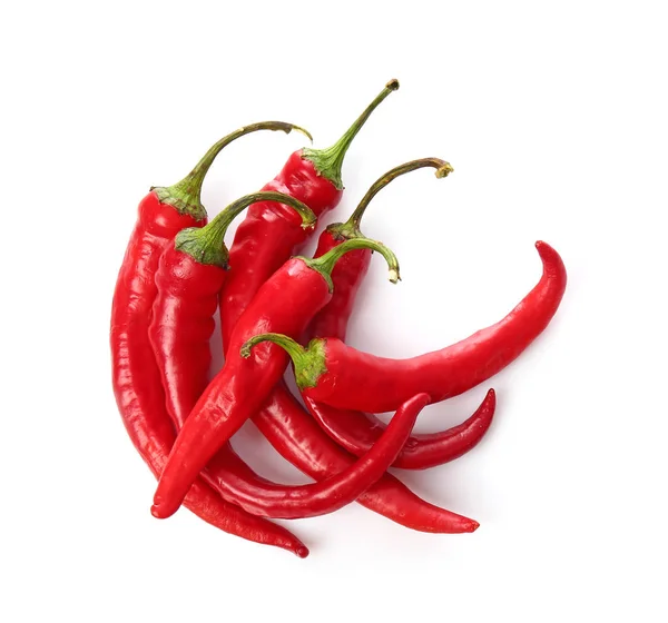 Red chili peppers on white background — Stock Photo, Image