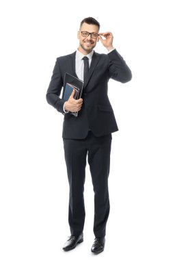 Beyaz arka planda yakışıklı erkek öğretmen