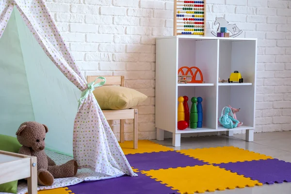 Stylish interior of modern playroom in kindergarten — Stock Photo, Image