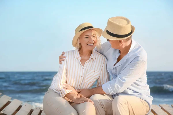 Happy mature couple at sea resort — Stock Photo, Image