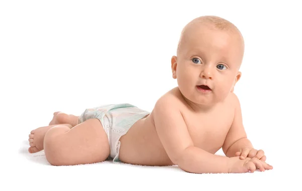 白い背景に愛らしい小さな赤ちゃん — ストック写真