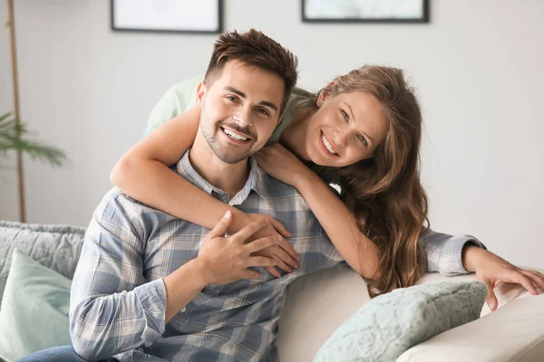Portrait of happy loving couple at home — Stock Photo, Image
