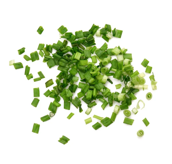 Cut fresh green onion on white background — Stock Photo, Image