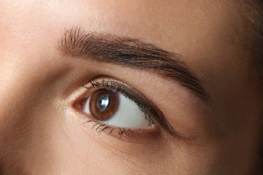 Güzel kaşları olan genç bir kadın, yakın plan.