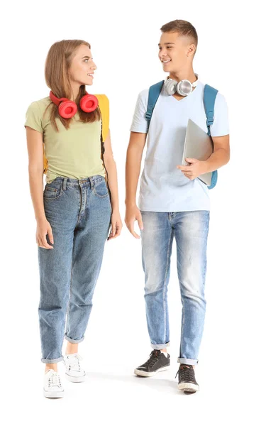 Portrait of young students on white background — Stock Photo, Image