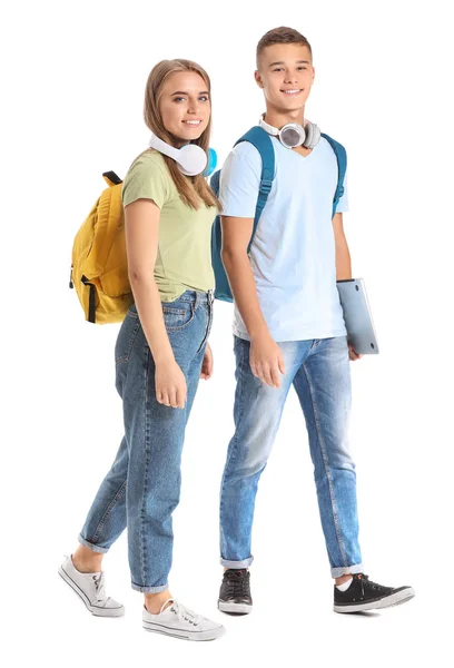 Portrait of young students on white background — Stock Photo, Image