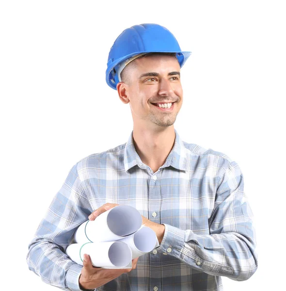 Handsome male architect on white background — Stock Photo, Image