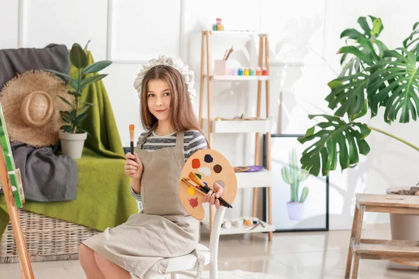 Cute little artist in studio — Stock Photo, Image