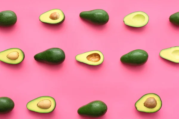 Fresh avocados on color background — Stock Photo, Image