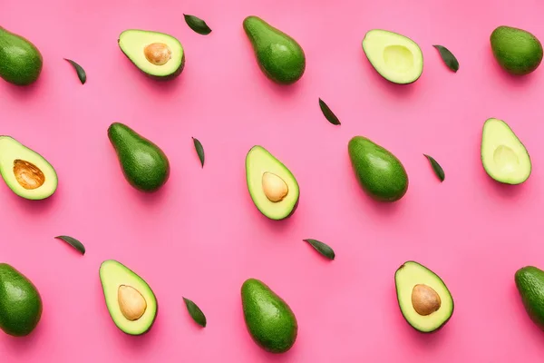Fresh avocados on color background — Stock Photo, Image