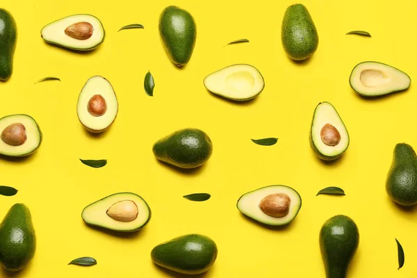 Fresh avocados on color background — Stock Photo, Image