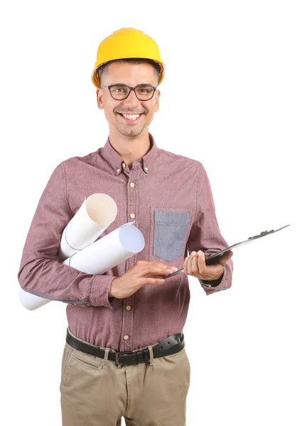 Handsome male architect on white background — Stock Photo, Image