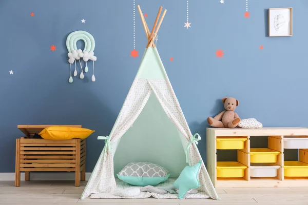 Interior of modern children's room with teepee — Stock Photo, Image
