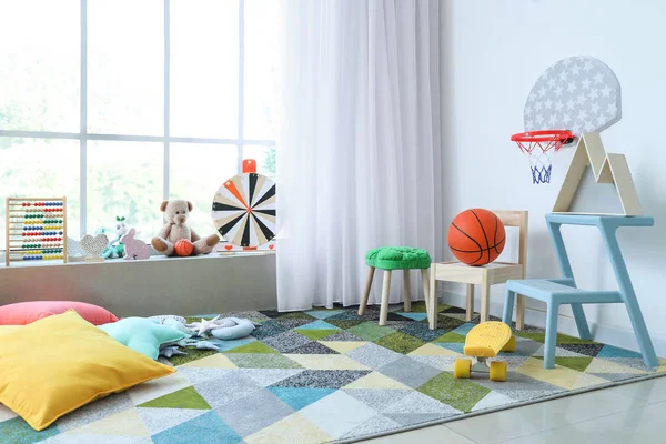 Interior of modern children's room with toys — Stock Photo, Image