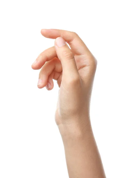 Γυναικείο χέρι σε λευκό φόντο — Φωτογραφία Αρχείου
