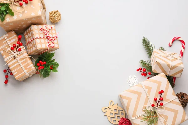 Christmas gift boxes on light background — Stock Photo, Image