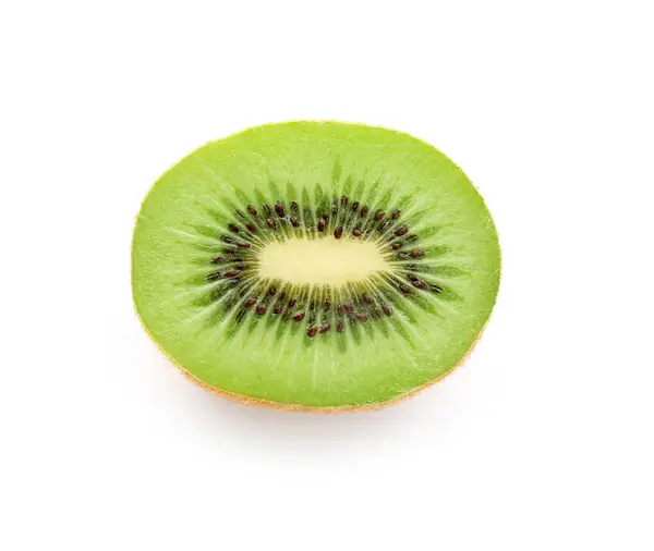 Gustos tăiat kiwi pe fundal alb — Fotografie, imagine de stoc