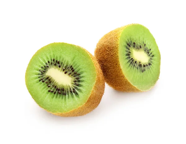 Tasty gesneden kiwi's op witte achtergrond — Stockfoto