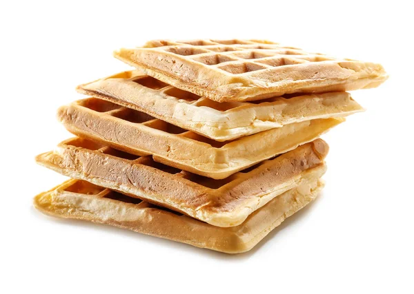 Leckere Waffeln auf weißem Hintergrund — Stockfoto