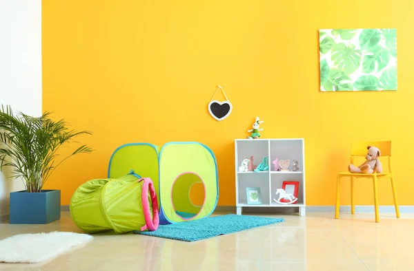 Interior of modern children's room with play tunnel — Stock Photo, Image