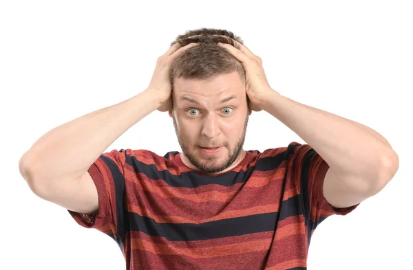 Man having panic attack on white background — Stock Photo, Image