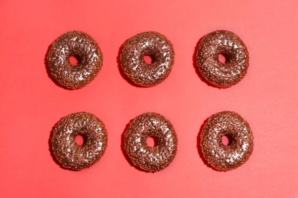 Sweet tasty donuts on color background — Stock Photo, Image