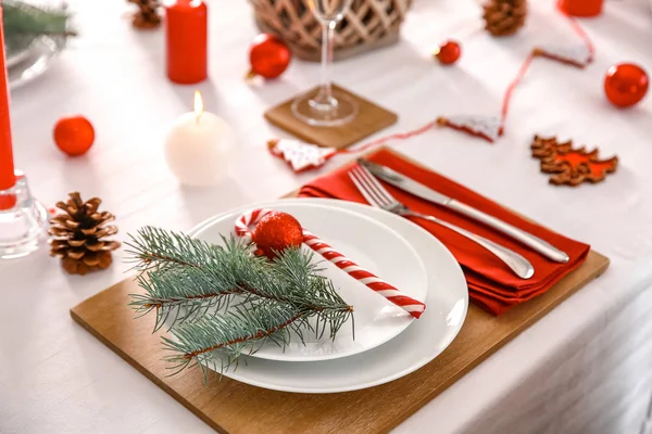 Gyönyörű asztal beállítása karácsonyi vacsora — Stock Fotó