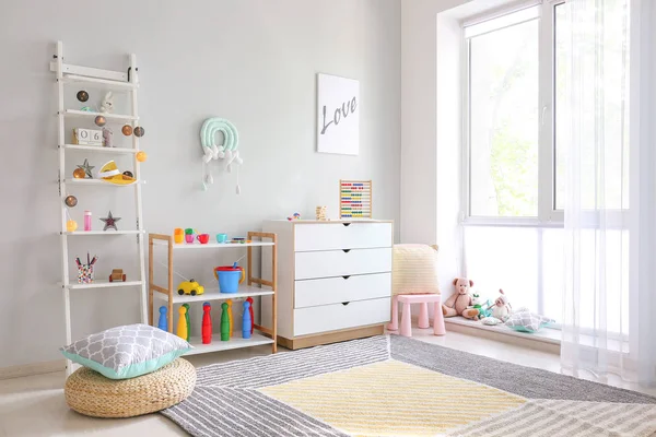 Interior of modern children's room with toys — Stock Photo, Image