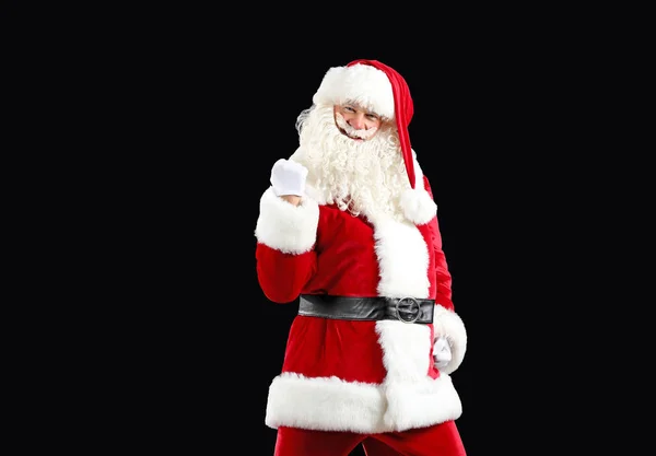 Ritratto di Babbo Natale felice su sfondo scuro — Foto Stock