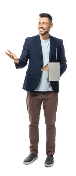 Handsome male teacher on white background — Stock Photo, Image