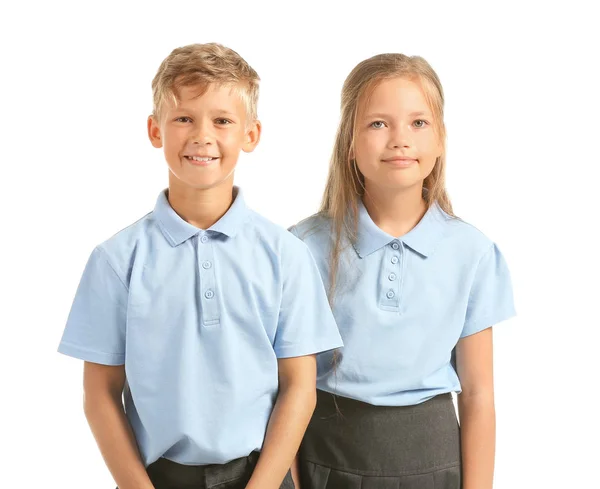 Kis tanulók fehér háttérrel — Stock Fotó