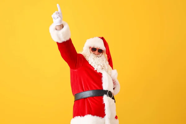 Portrait of cool Santa Claus on color background — Stock Photo, Image
