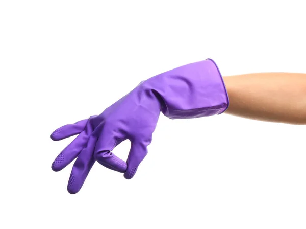 Female hand in glove on white background — Stock Photo, Image