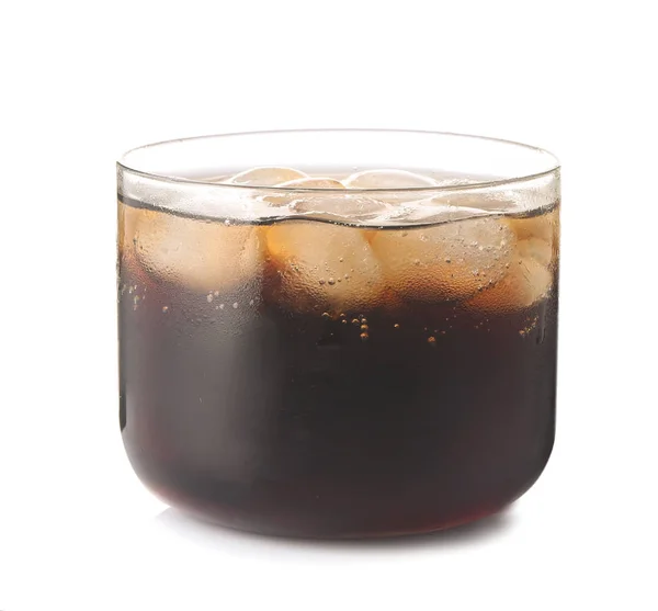 Glass of cold cola on white background Stock Image