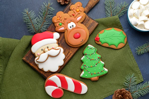 Tasty Christmas cookies on table — Stock Photo, Image