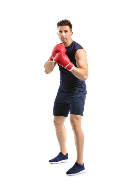 Boxer masculin sportif sur fond blanc — Photo