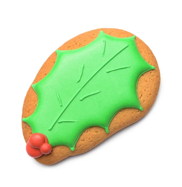 Tasty Christmas cookie on white background — Stock Photo, Image