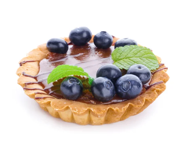 Sweet tartlet with berries on white background — Stock Photo, Image