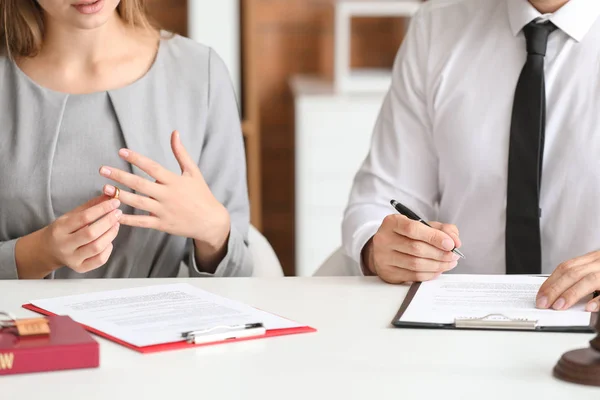 Couple visiting divorce lawyer in office