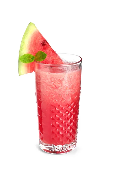Glass of fresh watermelon juice on white background — Stock Photo, Image