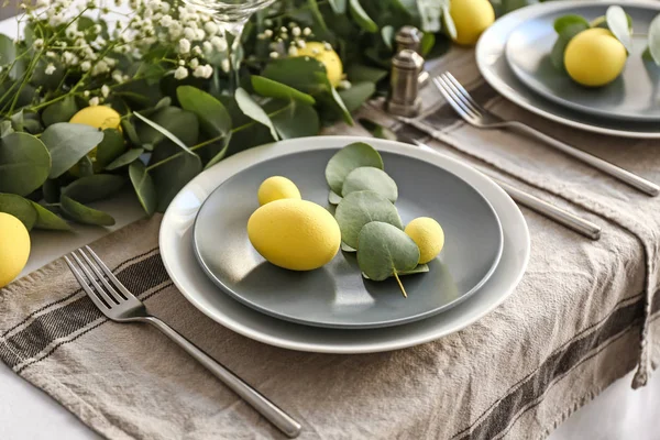 Beautiful table setting for Easter celebration — Stock Photo, Image