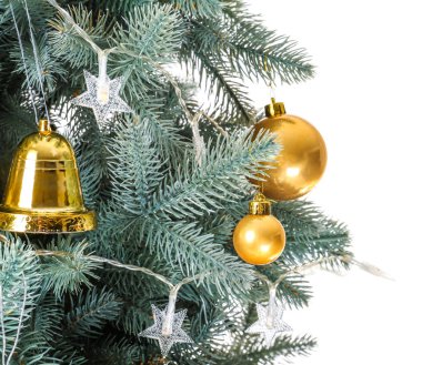 Beyaz arka planda güzel Noel ağacı, closeup