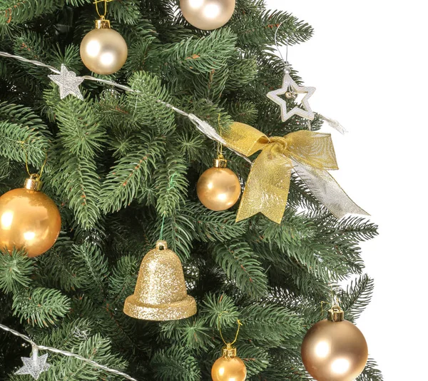 Beyaz arka planda güzel Noel ağacı, closeup — Stok fotoğraf