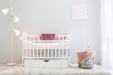 Beşikli ışık modern bebek odası iç