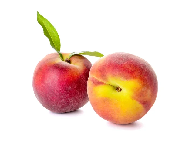 Ripe peaches on white background — Stock Photo, Image