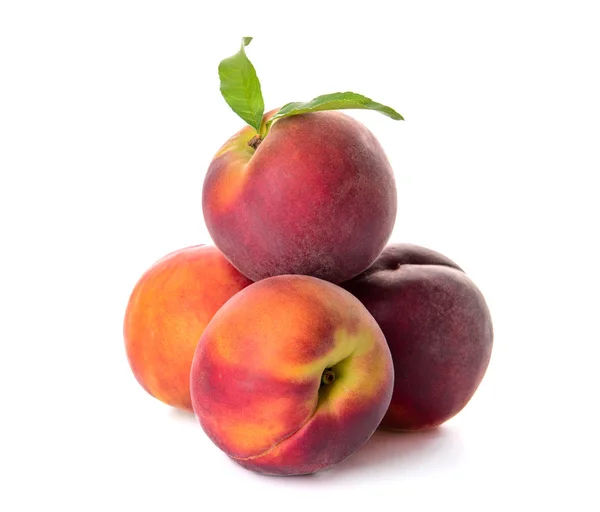 Ripe peaches on white background — Stock Photo, Image