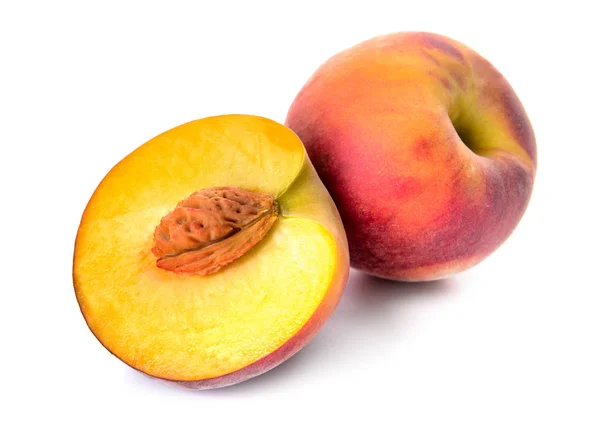 Ripe peaches on white background — Stock Photo, Image