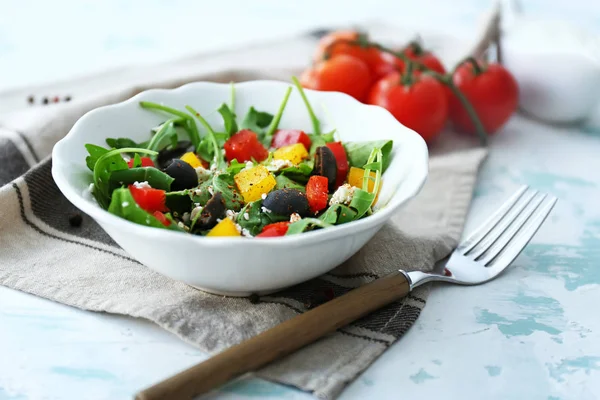 Plate of tasty vegetable salad on table — Stock Photo, Image
