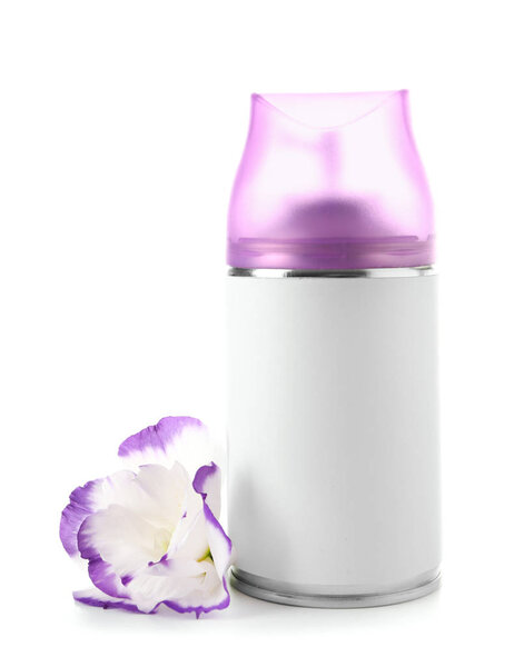 Bottle of air freshener on white background